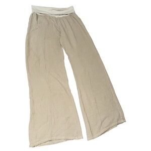 Fresh Laundry Beige Gauze Wide Leg Pants Soft Pull On Made in USA Size L